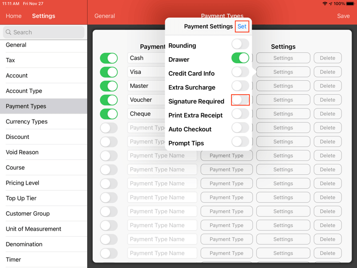 mobipos customer signature required settings 